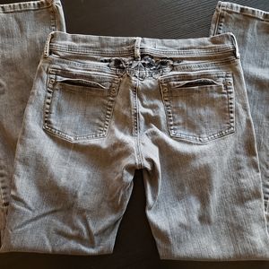 Noir Grey Strait Leg Denim With Black Flowers